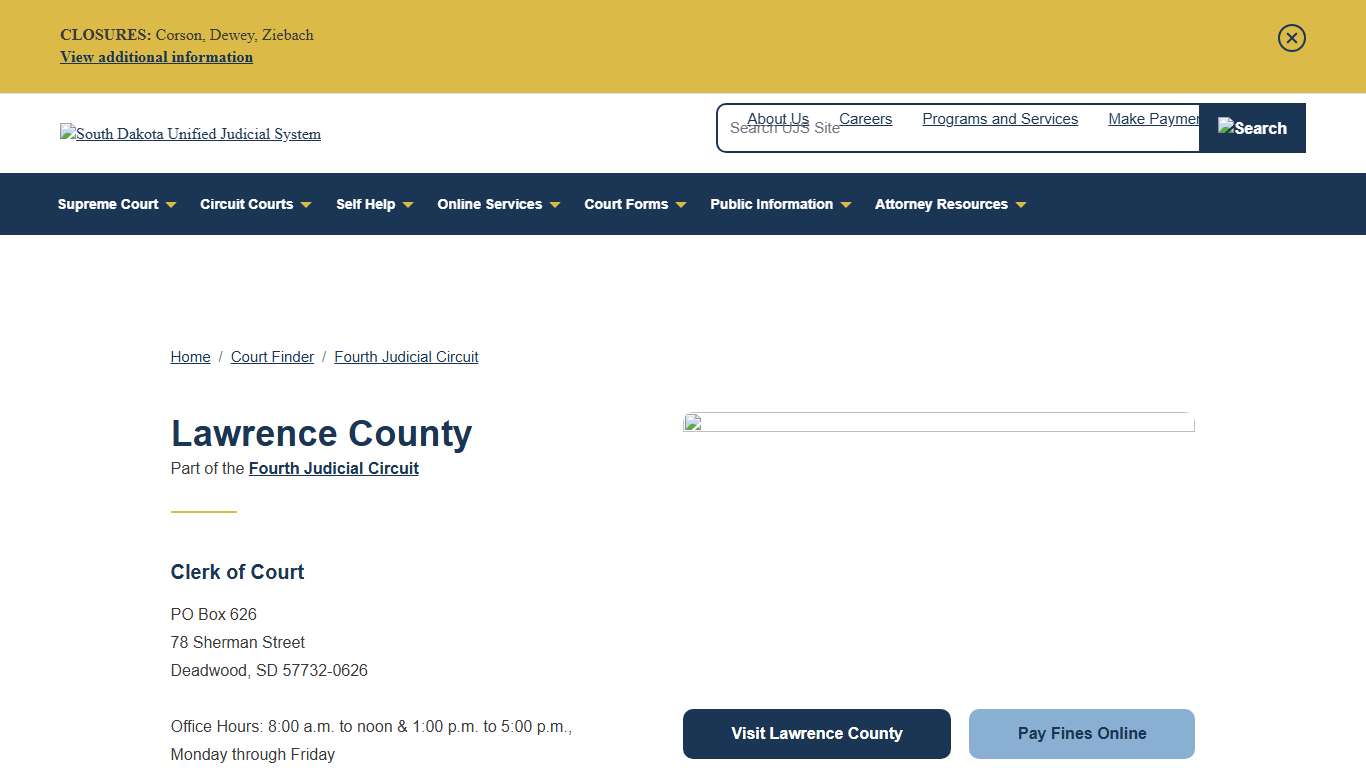 Lawrence County South Dakota Unified Judicial System SD UJS